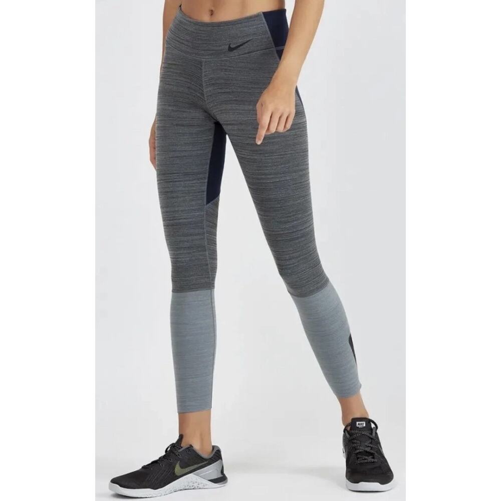 Nike Women's Compression Pants Tights Legendary Training Gym Work XS Blue Gray